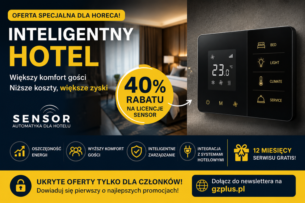 Automatyka hotelowa w HoReCa 2026 - jak hotele obniżają koszty i zwiększają komfort gości dzięki Sensor Online oraz Grupie Zakupowej PLUS