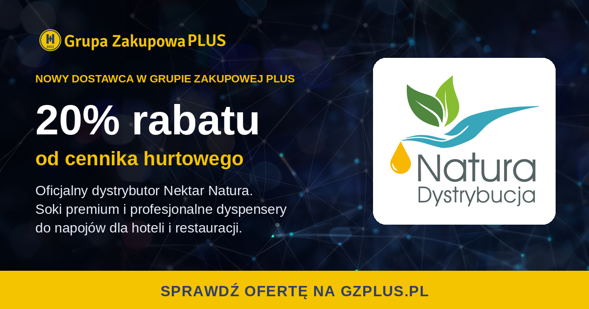 Natura Dystrybucja nowym dostawcą Grupy Zakupowej PLUS: 20% rabatu na soki i maszyny do napojów